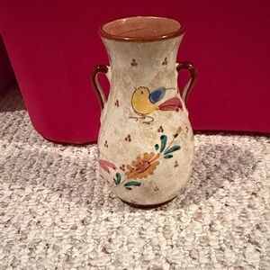 Floral Hand Painted  Ceramic Vase with Handles made in Italy